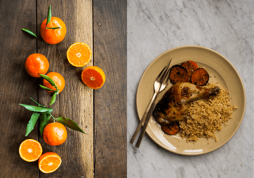 Mandarins | Roasted Chicken with Mandarins served with Plain Whole Wheat Couscous