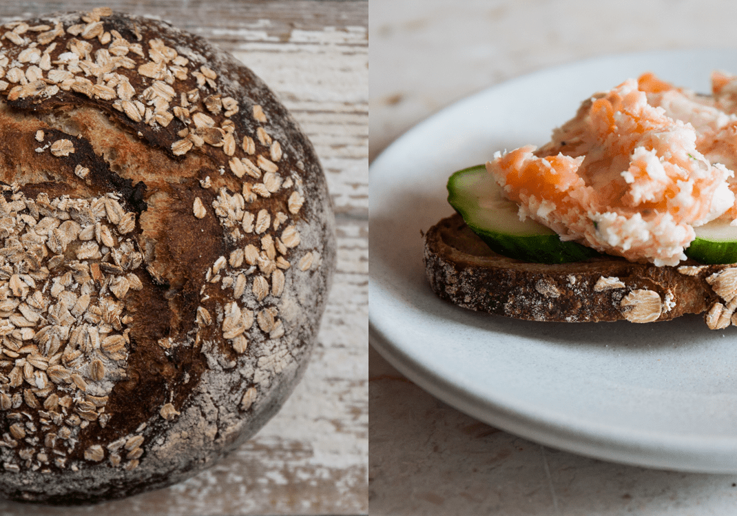 Sprouted Oat Bread from Publican Quality Bread | Salmon Rillettes and Cucumber on Toast