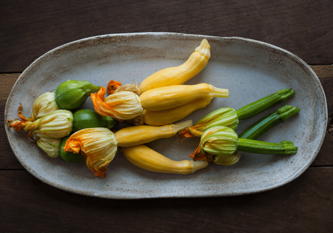 Miniature Summer Squash with Squash Blossoms